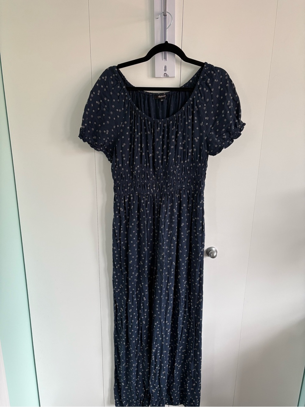 Madewell Navy Blue Floral Smocked jumpsuit